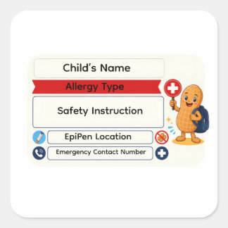 Personalised Peanut Allergy Alert Sticker for Kids
