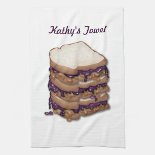 Personalised Peanut Butter and Jelly Sandwiches Tea Towel