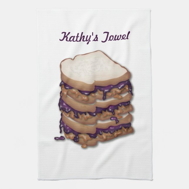 Personalised Peanut Butter and Jelly Sandwiches Tea Towel (Vertical)