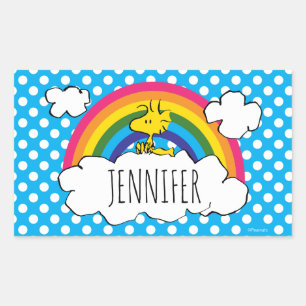 Personalised Peanuts Woodstock   Add Your Name Rectangular Sticker