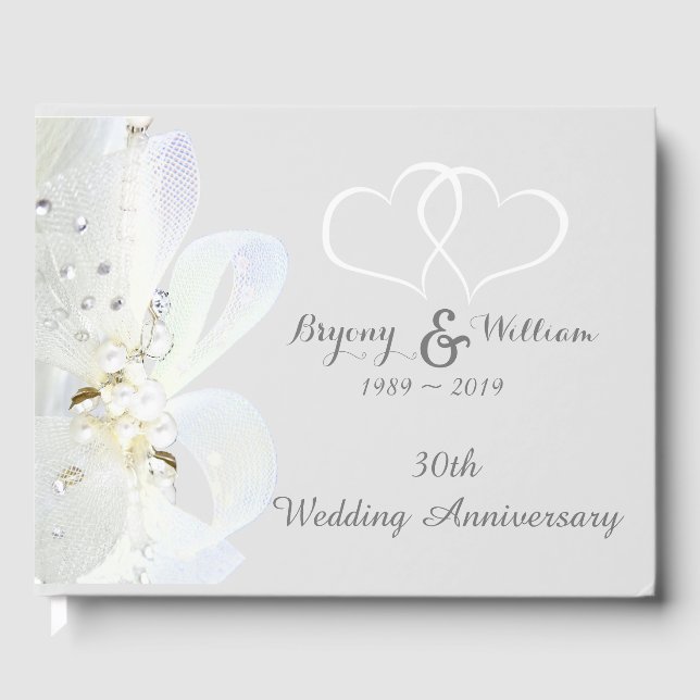 Personalised Pearl 30th Wedding Anniversary Guest Book (Front)
