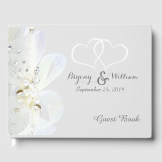 Personalised Pearls And Lace Wedding Guest Book