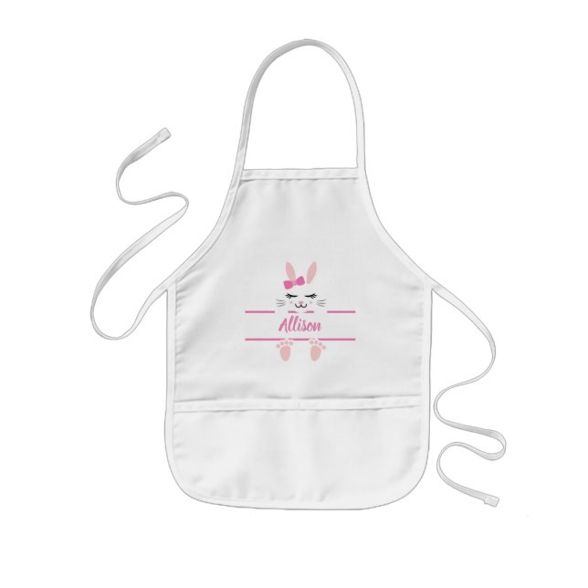 Personalised Peeping Easter Bunny Monogram Kids Apron (Front)