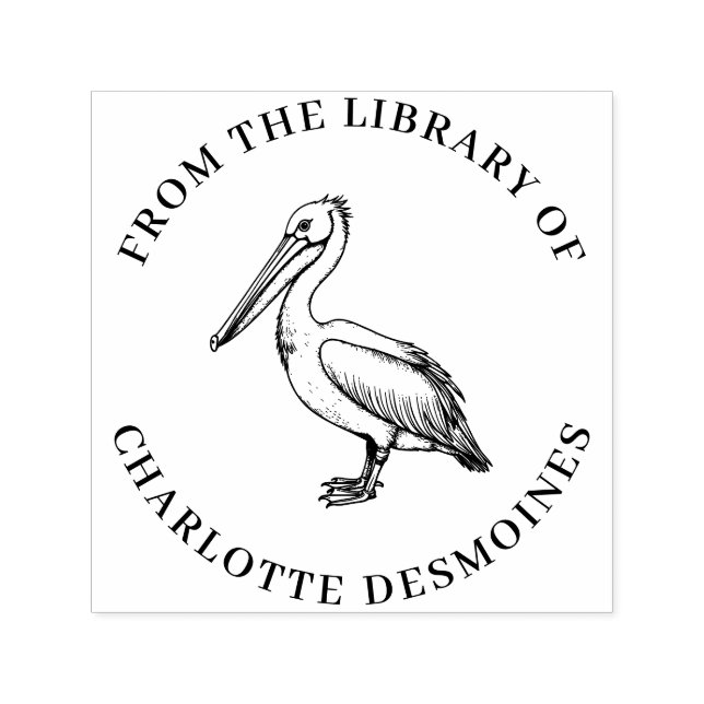 Personalised Pelican Book Stamp Custom Ex Libris  (Design)