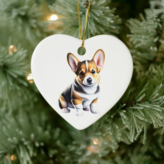 Personalised Pembroke Welsh Corgi Puppy Ceramic Tree Decoration (Tree)