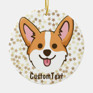 Personalised Pembroke Welsh Corgi Puppy Dog Stars Ceramic Tree Decoration