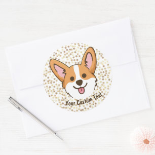 Personalised Pembroke Welsh Corgi Puppy Dog Stars Classic Round Sticker