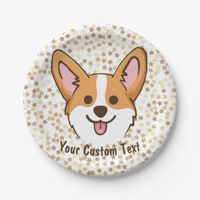 Personalised Pembroke Welsh Corgi Puppy Dog Stars Paper Plate (Front)