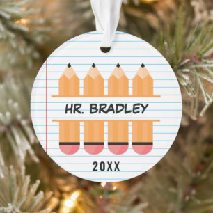 Personalised Pencil Appreciation Teacher Birthday Ornament