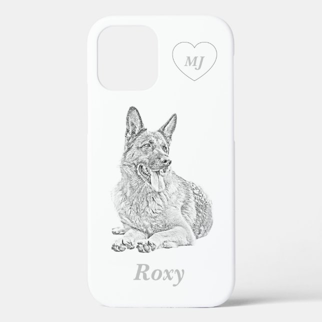 Personalised Pencil German Shepherd iPhone Case (Back)