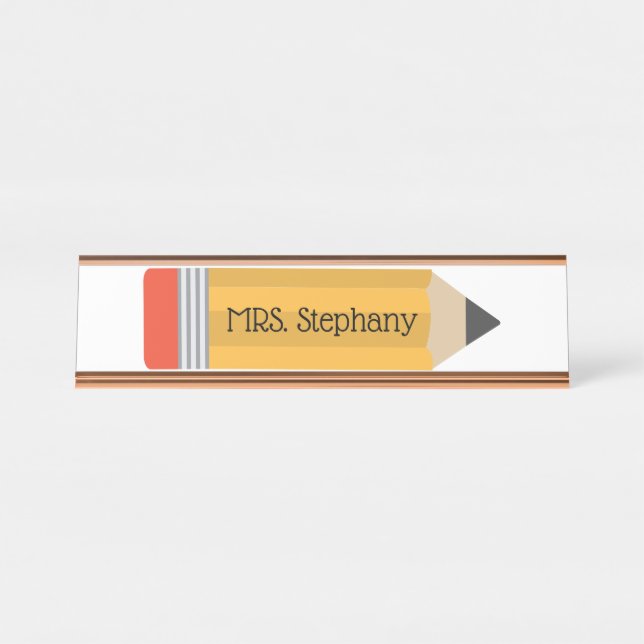 Personalised Pencil Teacher Name Back to School Desk Name Plate (Front)