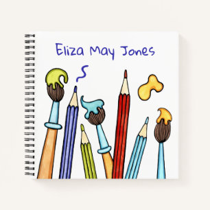 Personalised Pencils and Paintbrushes School Hobby Notebook