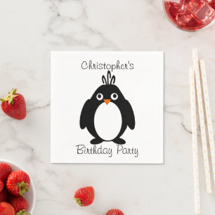 Personalised Penguin Birthday Party Napkin