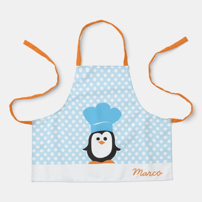 Personalised Penguin Chef Apron for Kids (Front)