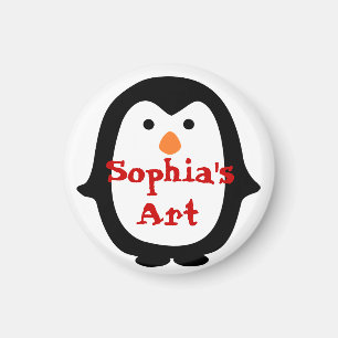 Personalised Penguin Child's Artwork Magnet