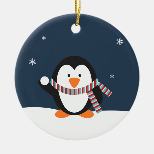 Personalised Penguin Christmas Ornament (Front)