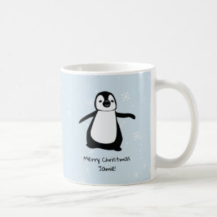 Personalised Penguin Christmas Snow Coffee Mug