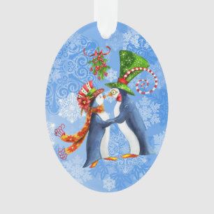 Personalised Penguin Couple Under the Mistletoe Ornament