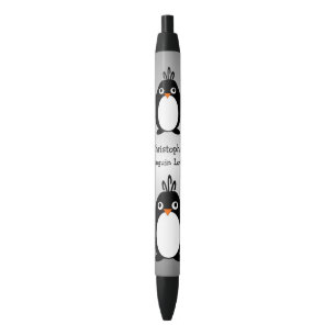 Personalised Penguin Design Black Ink Pen