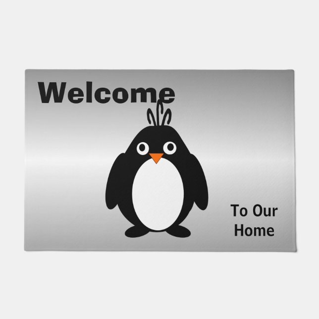 Personalised Penguin Design Doormat (Front)