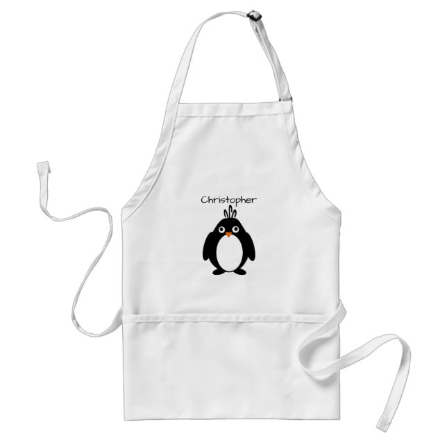 Personalised Penguin Design Standard Apron (Front)