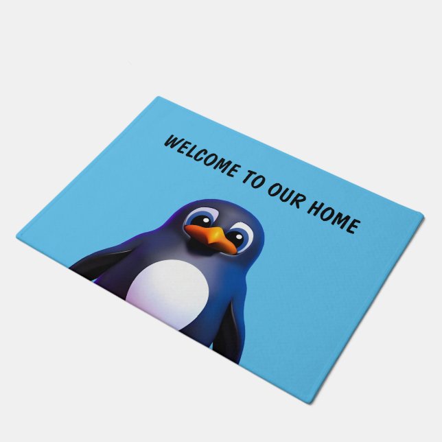 Personalised Penguin Doormat (Angled)