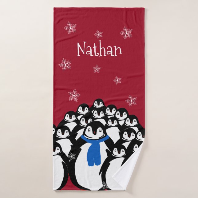 Personalised Penguin Family Bath Towel (Bath Towel)
