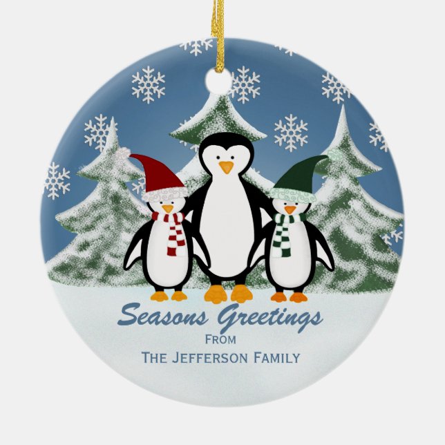 Personalised: Penguin Family Christmas Ornament (Back)