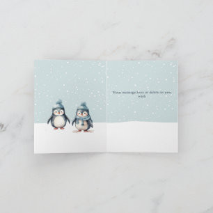 Personalised Penguin Folded Christmas Holiday Card
