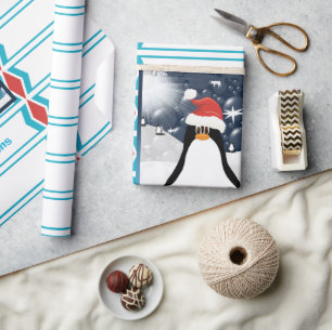 Personalised Penguin Holiday Wrapping Paper