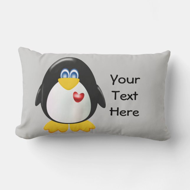 Personalised Penguin Lumbar Cushion (Front)