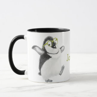 Personalised Penguin Mug with Black Handle