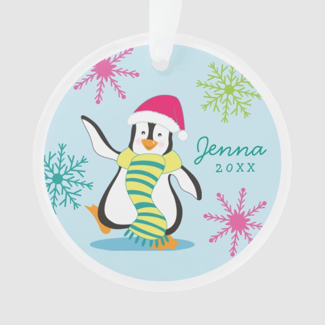 Personalised Penguin Photo Ornament (Front)
