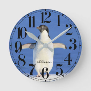 Personalised Penguin  Wall Clock