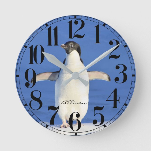 Personalised Penguin  Wall Clock (Front)