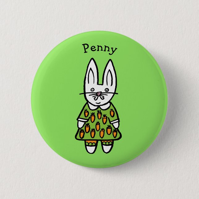 Personalised Penny the Rabbit 6 Cm Round Badge (Front)