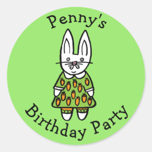 Personalised Penny the Rabbit Birthday Party Classic Round Sticker