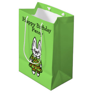 Personalised Penny the Rabbit Happy Birthday Medium Gift Bag