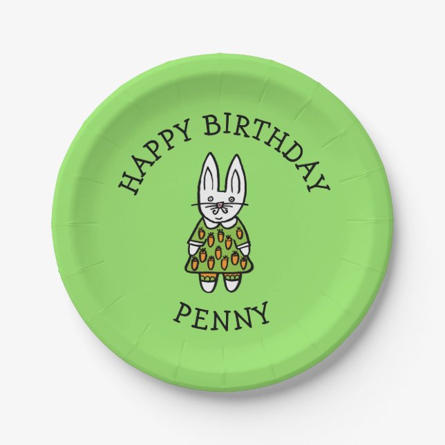 Personalised Penny the Rabbit Paper Plate (Front)