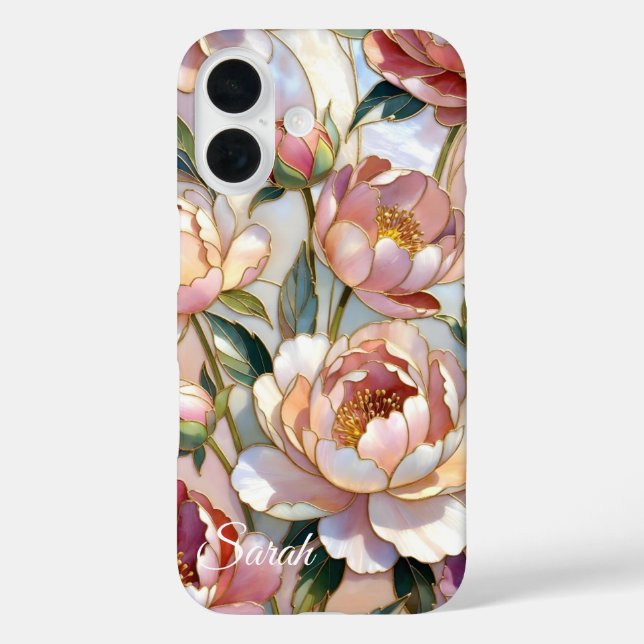 Personalised Peony Floral Phone Case Pink (Back)