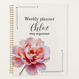 Personalised Peony Planner Aesthetic Weekly Floral