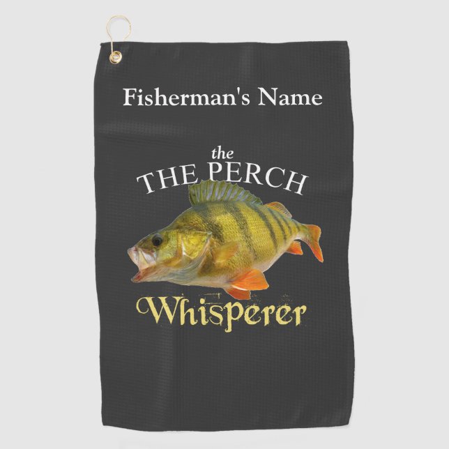 Personalised Perch Whisperer Dark Fishing Towel (Front)