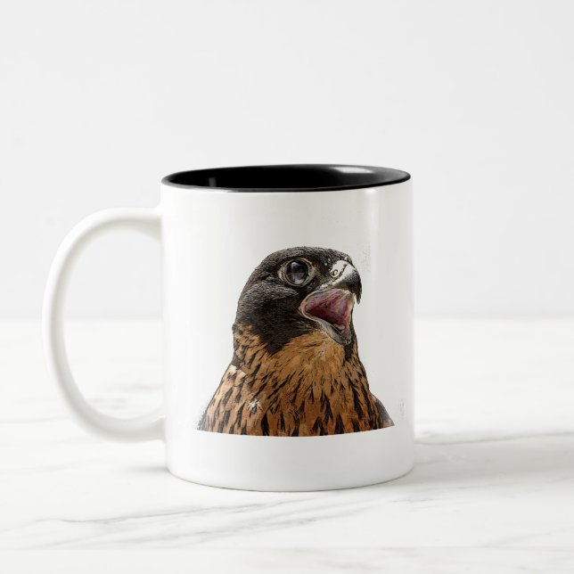 Personalised Peregrine Falcon Two-Tone Coffee Mug (Left)