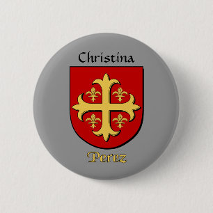 Personalised Perez Historical Shield 6 Cm Round Badge