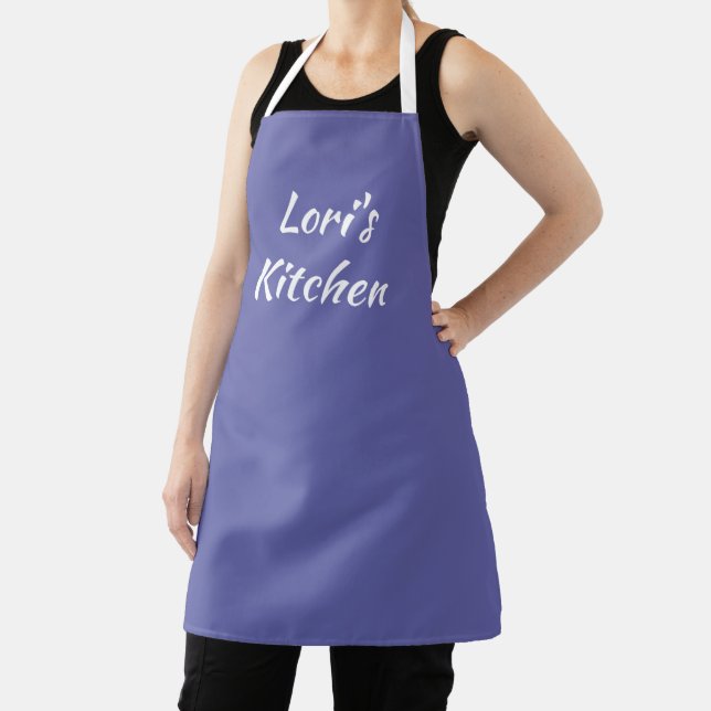 Personalised Periwinkle Apron (Insitu)