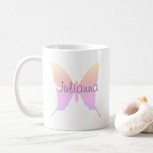 Personalised Periwinkle Pastel Rainbow Butterfly Coffee Mug
