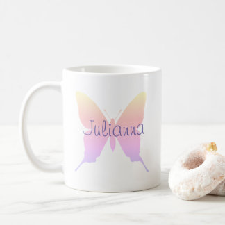 Personalised Periwinkle Pastel Rainbow Butterfly Coffee Mug