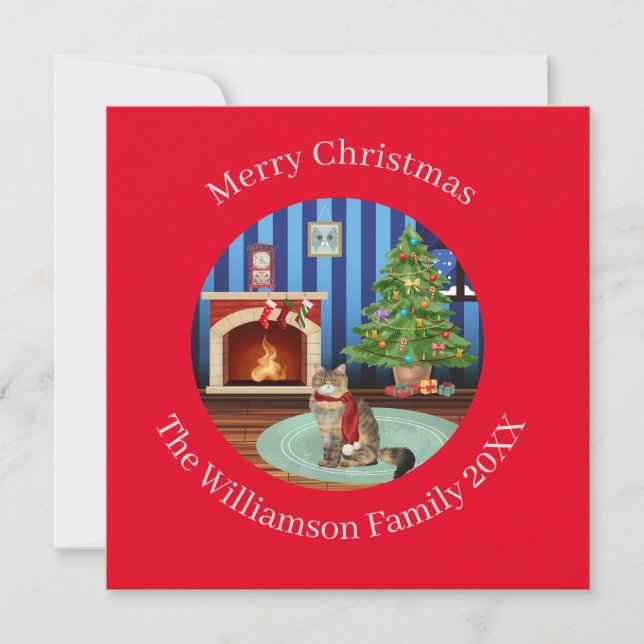 Personalised Persian Kitty Cat Holiday Card (Front)