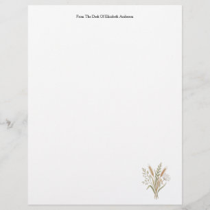 Personalised Personal Rustic Country Botanical Custom Letterhead