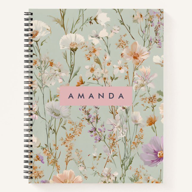 Personalised Personalised Wildflower Garden Design Notebook (Front)